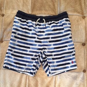 Polo Ralph Lauren Striped Blue and White boys swim trunks.  Size large(14-16).